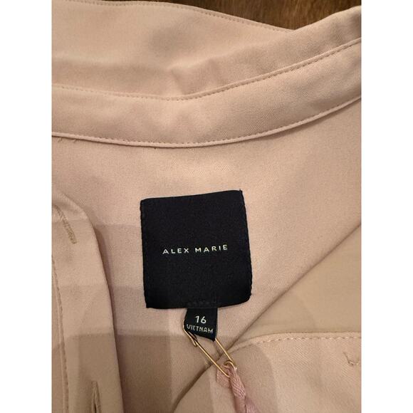 NEW Alex Marie Women's Sand Long Sleeve Jesse Button Up Dress Size 16 - Picture 5 of 12